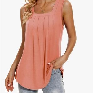 Chic Women's Pleated Tank Top in Coral